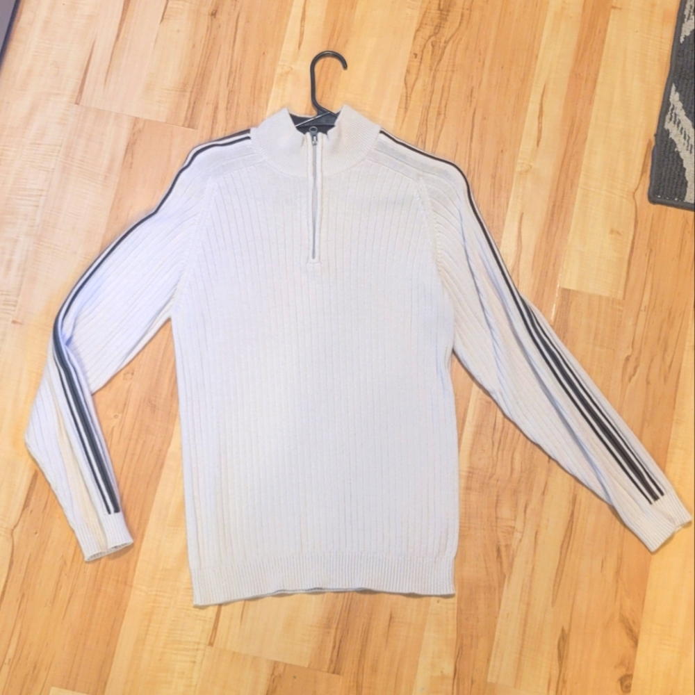 Mens Cream Quarter Zip Sweater - L